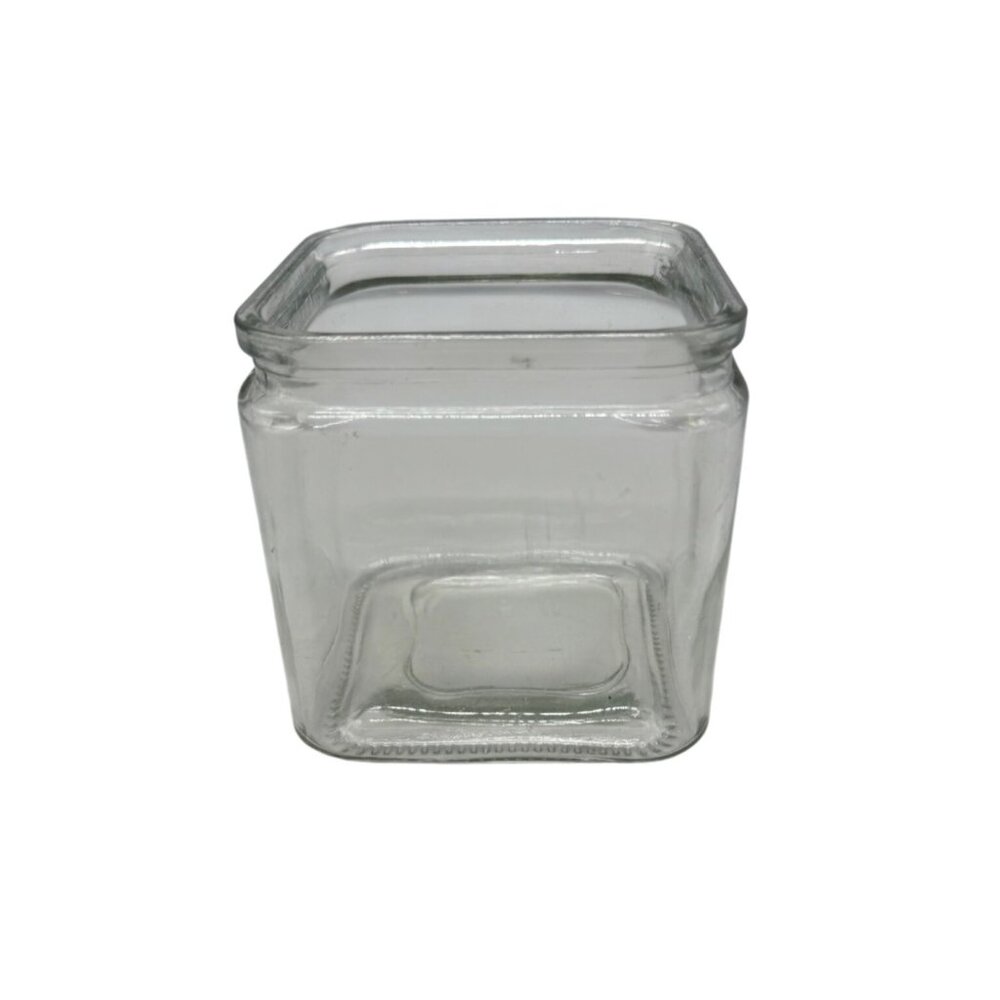Square Clear Glass Jar READ